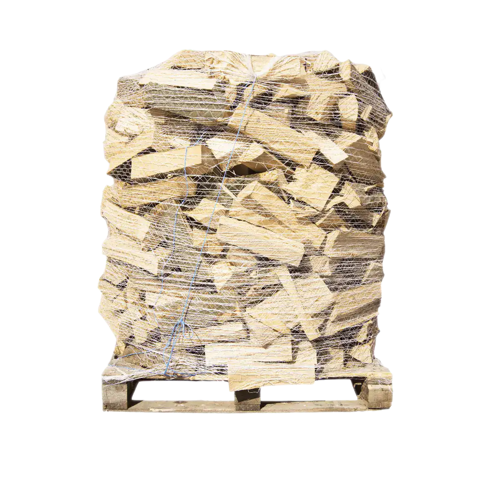 Premium-Buchenbrennholz 33 cm, nahezu rindenfrei, Palette im Netz, ca. 1,6 srm / 1 rm, 500 kg