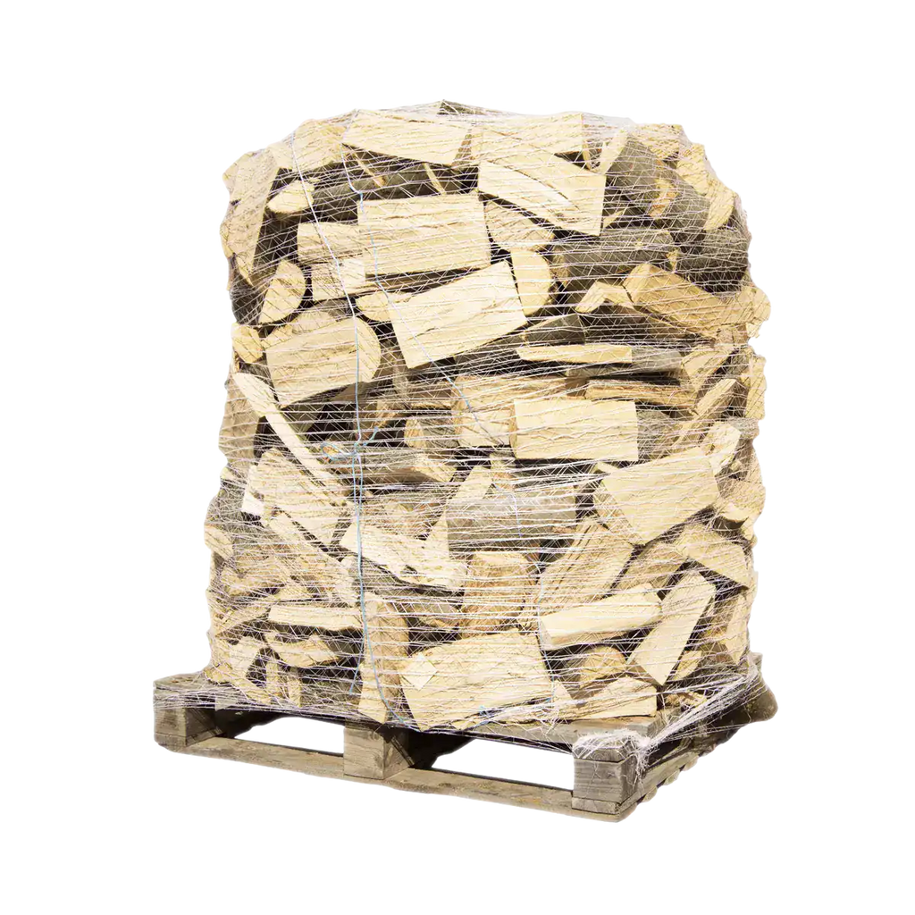Buchenbrennholz 25 cm, auf Palette im Netz, ca. 1,6 srm / 1 rm – 500 kg